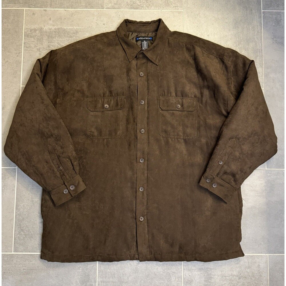 Architect Brown Microfiber Shirt Jacket Quilted Insulated Men's XL - EUC